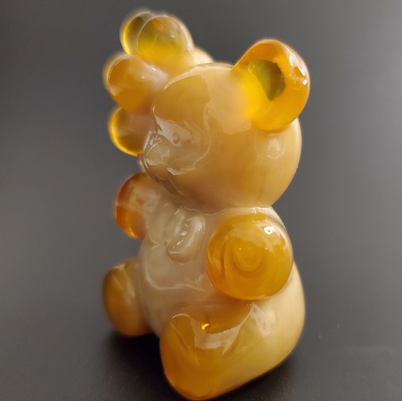 Vntg Boyd "Patrick the Bear" Honey & Beige Slag Glass - Picture 3 of 7
